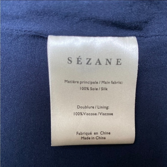 Sézane Anastasia Silk Floral Wrap Mini Dress Navy Parisian Chic US 4 - Picture 12 of 13